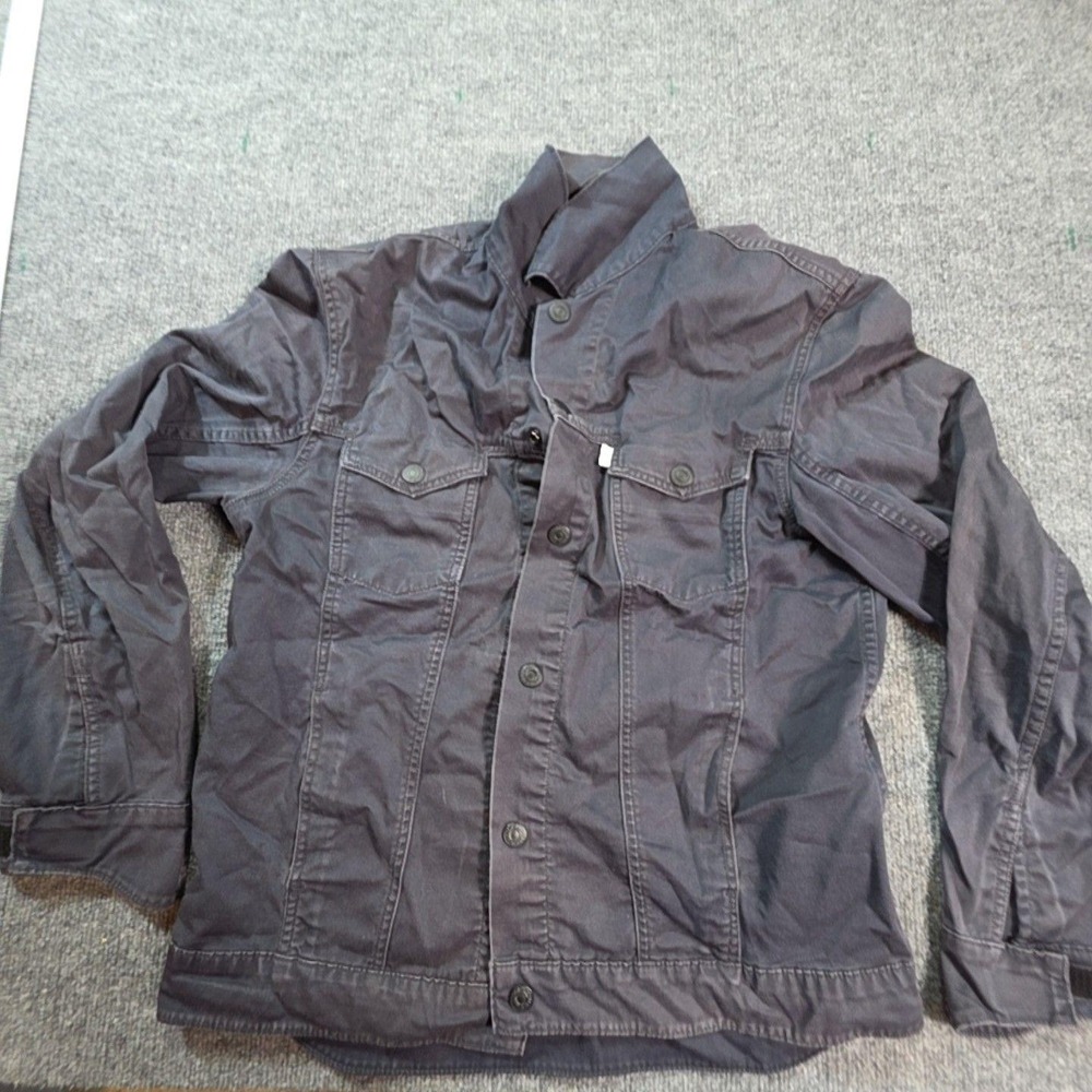 Levis Jacket Mens Large Gray Denim Button Front Biker Trucker Casual Workwear